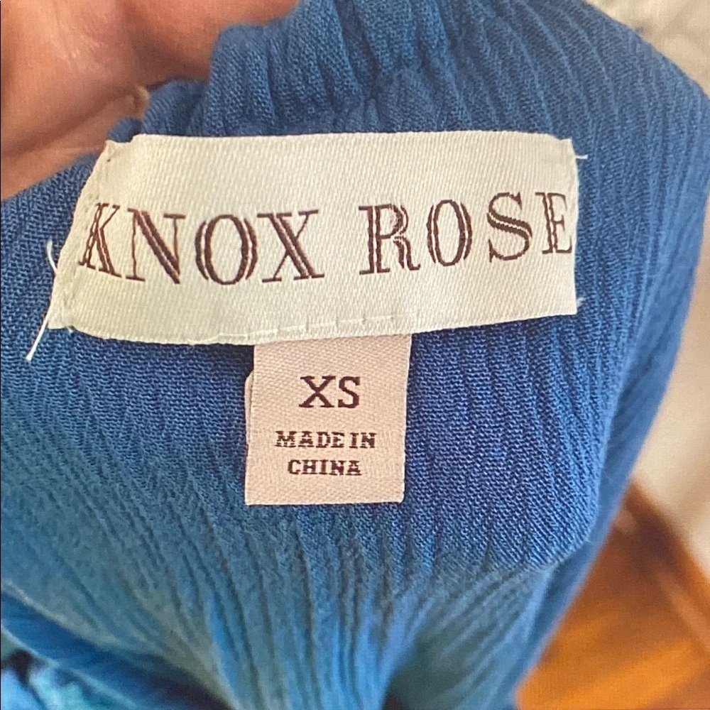Knox Rose Blue Embroidered Ruffle Off-Shoulder Top - Picture 3 of 4